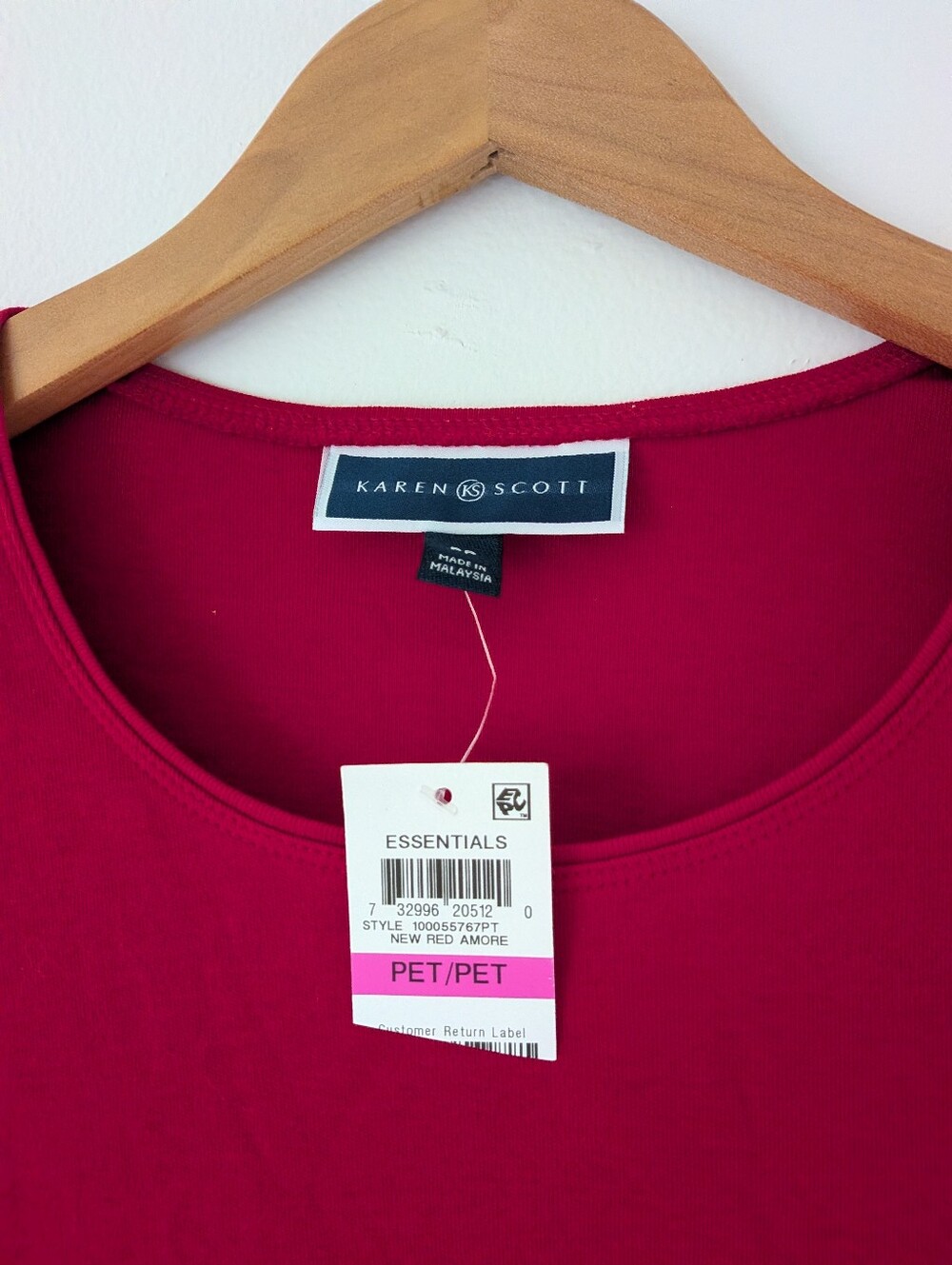 NWT Karen Scott Red Cotton 3/4 Sleeve Top - Picture 5 of 5